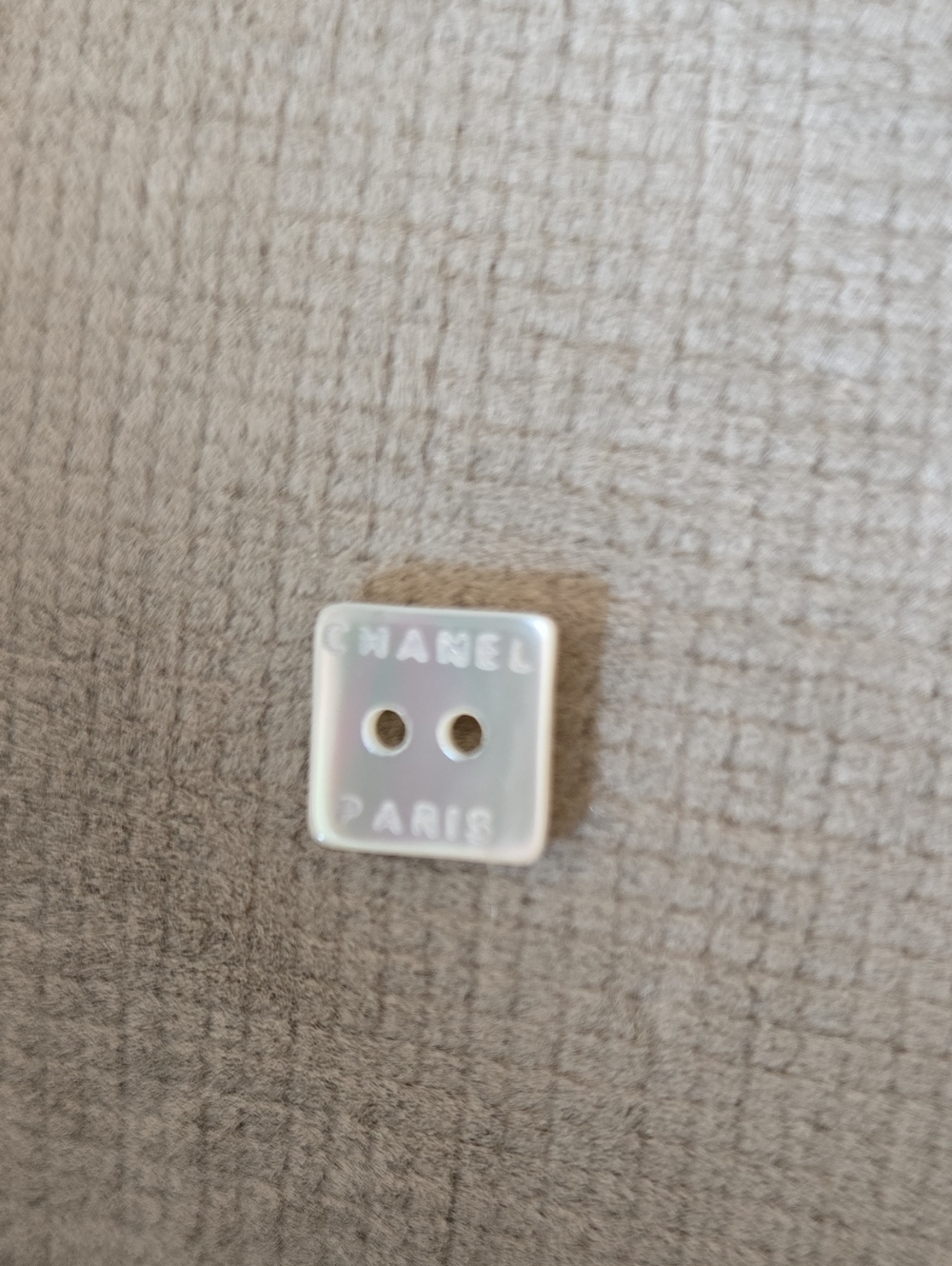 CHANEL iridescent white square mother-of-pearl button Authentic